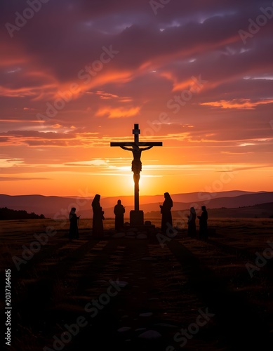 cross at sunset
