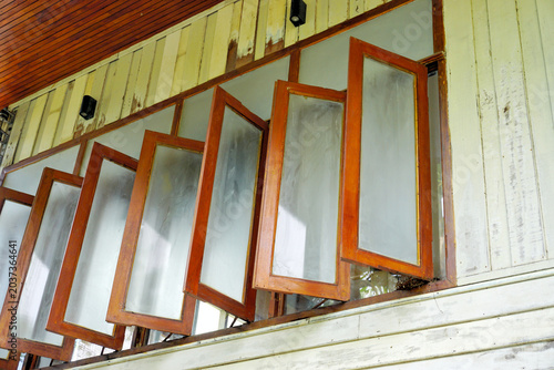 Vintage window at old house in Thailand