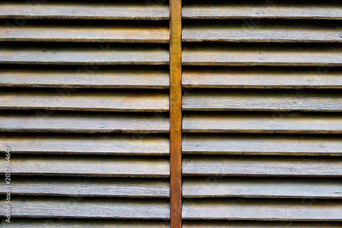 Close up shot of Wooden louvered windows