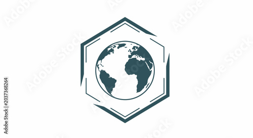 Obraz na plátne Earth Globe Icon Hexagon Frame.