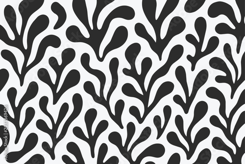 Organic Abstract Seaweed Seamless Pattern, Modern Marine Botanical Background Vector Illustration