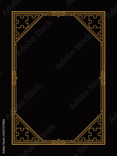 Vector Jigsaw Puzzle Themed Ornate Cover Frame