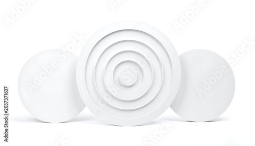 concentric circles and spheres, architectural element, abstract shape, 3d render