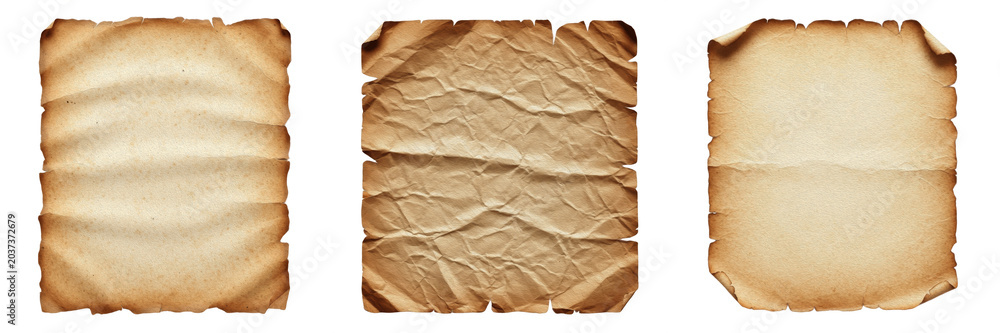 Ταπετσαρία Old vintage parchment paper sheets collection isolated on white background, set of antique weathered scroll textures with burnt edges for historical document design as shown in image_94cf1f