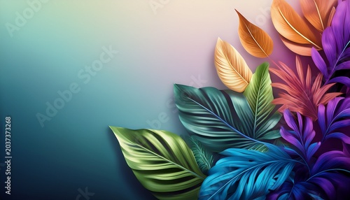Colorful Wallpaper With Leaves And Plant Design Smooth Art Flashing Color