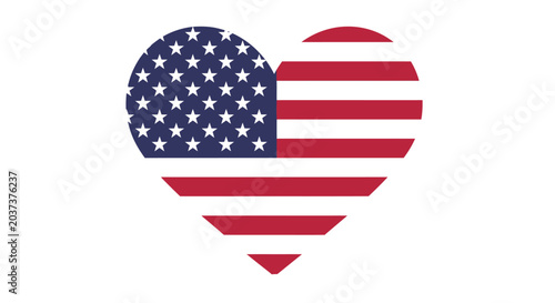 A symbolic representation of American pride and national affection, featuring the distinctive stars and stripes formed into a loving heart shape