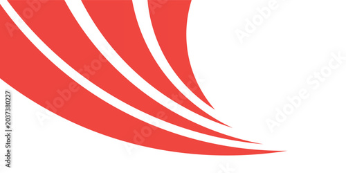 Dynamic red and white abstract sports background. Vector wave lines and curved swoosh stripes template for racing,