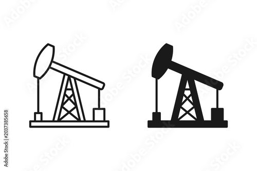 Obraz na płótnie Oil pump jack petroleum industry icon set