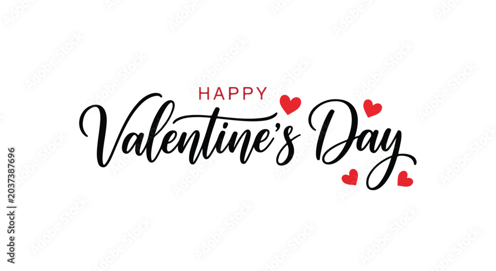 Fototapeta premium Elegant Valentine's Day greeting with stylish script font and red heart accents for romantic celebration