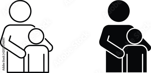 Slika na platnu Parent holding child icon set outline and filled versions
