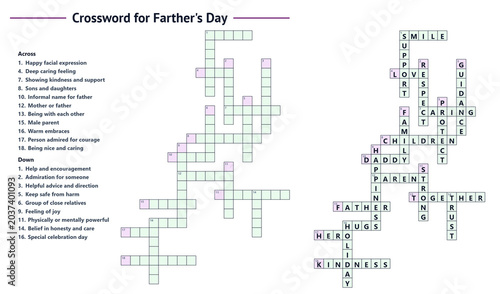 Crossword puzzle for Father's Day celebration and family fun  