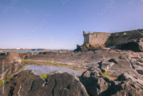 detail of Elizabeth castle, St.Helier seacoast , Jersey Island, UK