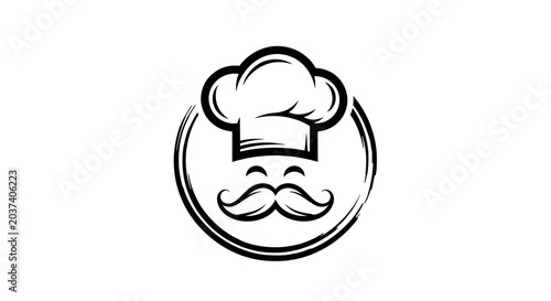 Chef Hat and Mustache Logo Design.