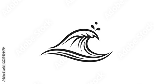 Black wave icon with droplets.