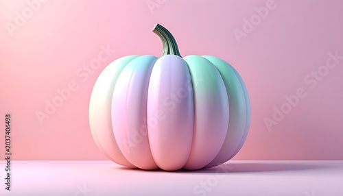 Pastel colored pumpkin on pink background.