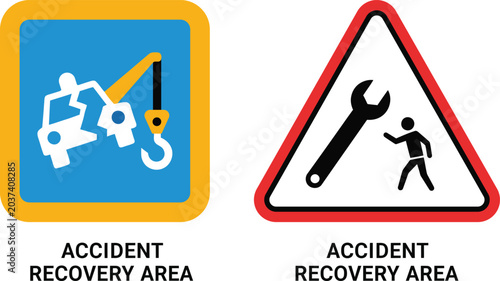 Accident recovery area signs