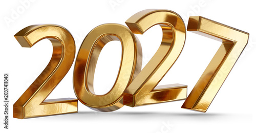 golden metallic year 2027 symbol isolated 3d png