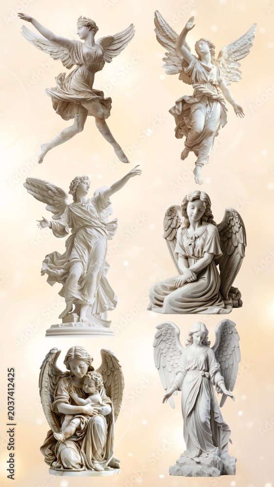 Obraz premium Angel statue design element set