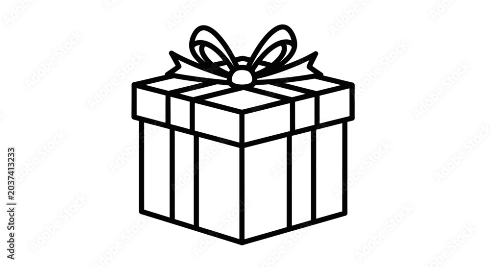 Fototapeta premium Christmas gift box outline icon for holiday design.