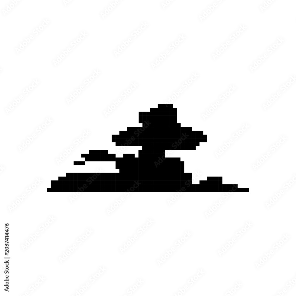 Fototapeta premium Pixel art cumulus cloud silhouette