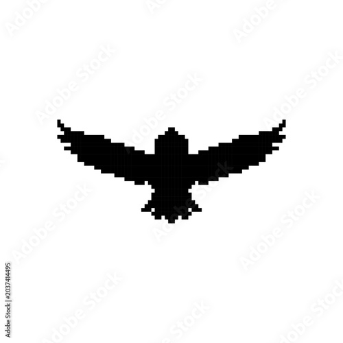 Pixel art flying eagle silhouette