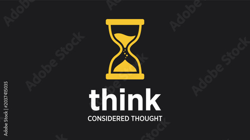 Obraz na plátne A minimalist yellow hourglass icon with think typography representing time for c