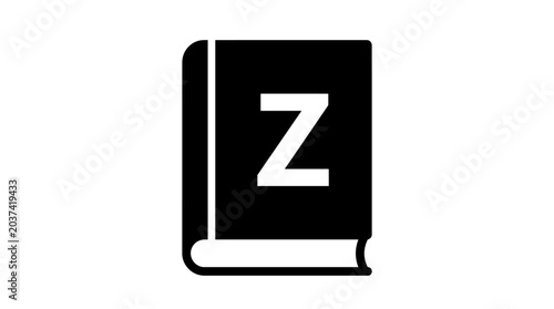 Fotografie Book Silhouette With Letter Z Flat Vector Graphic