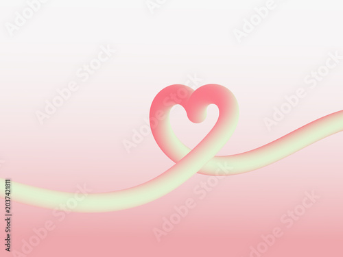 Fotografie Elegant abstract line background featuring a 3D fluid ribbon looping into a romantic heart shape