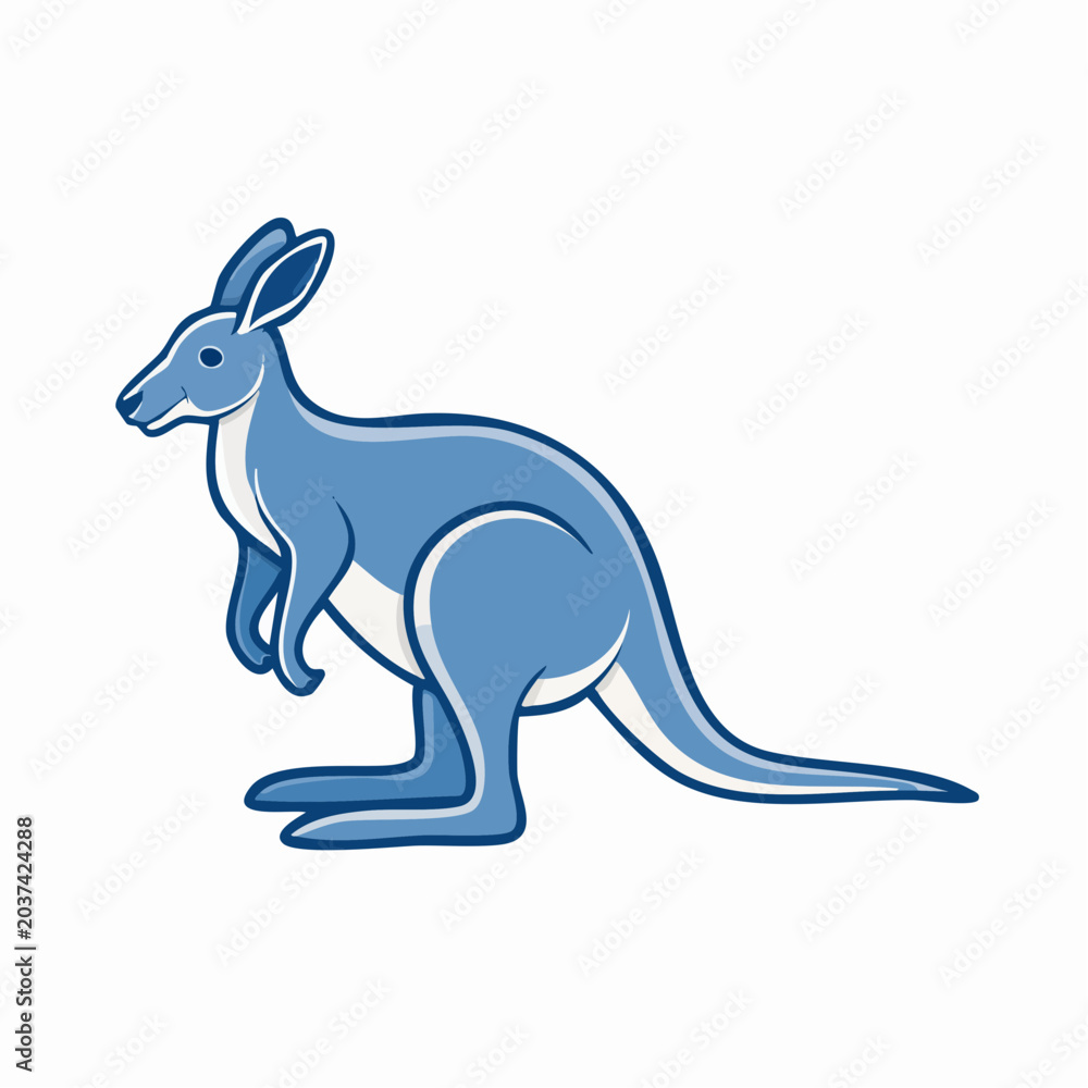 Fototapeta premium Blue Kangaroo Illustration