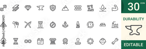 Foto Durability and strength 30 icons set editable and Vector illustration