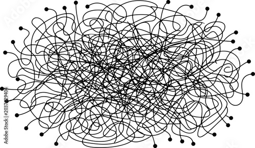 Foto Abstract tangled mess complex thread lines concept vector illustration featuring