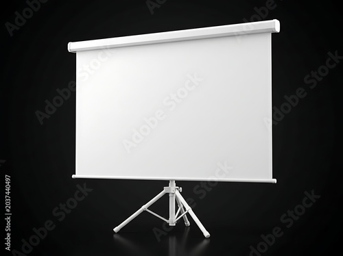 Isolated empty projection screen on tripod stand for business presentation, conference display, training lecture media