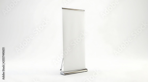 Isolated empty roll up banner stand mock up for trade show presentation signage advertisement marketing branding display