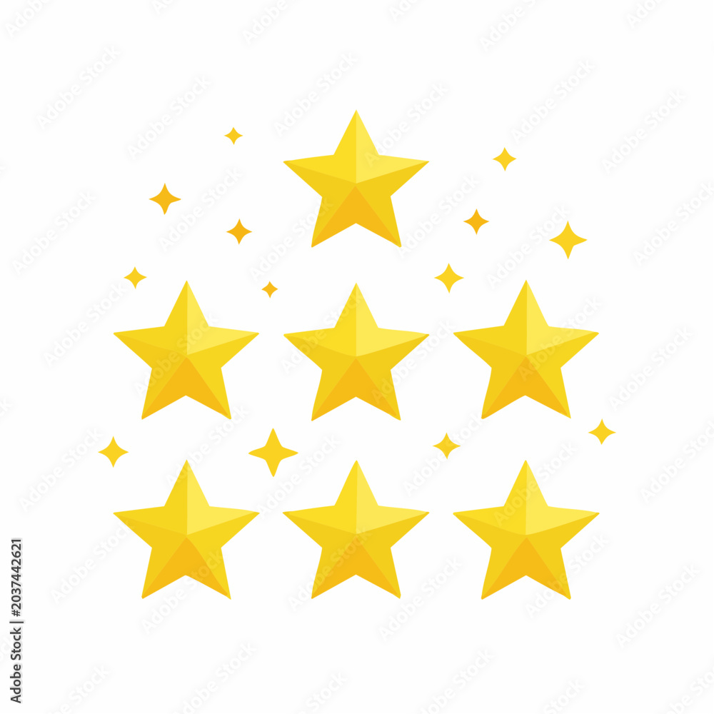 Obraz premium Collection of Golden Stars with Sparkles