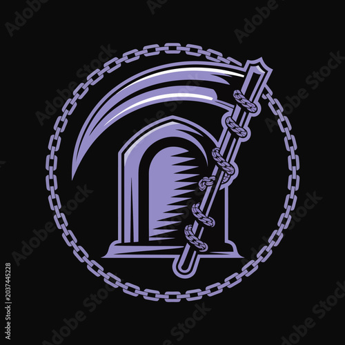 Tableau sur toile Grim reaper scythe chain symbol.