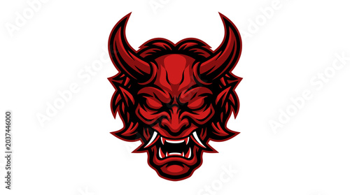 Scary Red Oni Mask Demon Hannya Japanese Folklore Evil Spirit