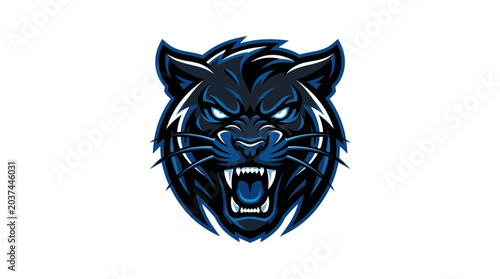 Aggressive Panther Mascot Head Logo, Fierce Animal Illustration