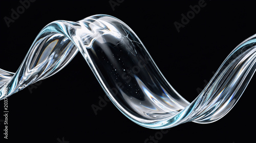 A single, seamless ribbon of liquid glass, perfectly transparent yet refracting prismatic light