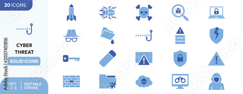 Schilderij op canvas Cyber Threat icon set
