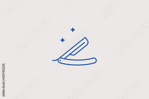 Bild auf Leinwand Straight razor line icon for traditional beard shaving