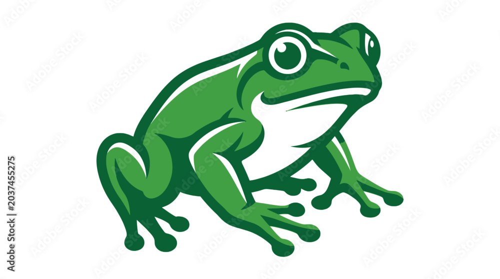 Fototapeta premium Green Frog Sitting Mascot Style Graphic Isolated on White