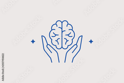 Tableau sur toile Brain care line icon for neurological health support