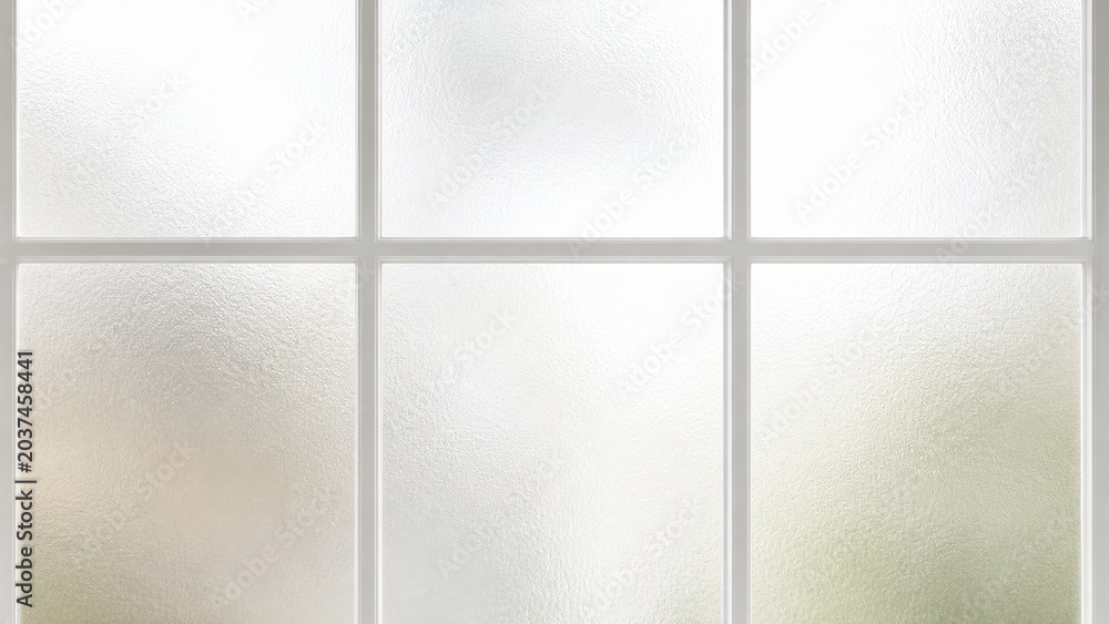 Fototapeta premium Frosted glass window pattern showing six panes with light softening through the glass during daylight