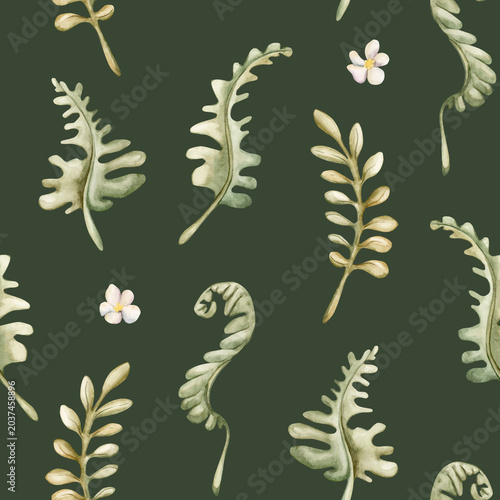 Tableau sur toile Cute Fern Leaves Seamless Pattern
