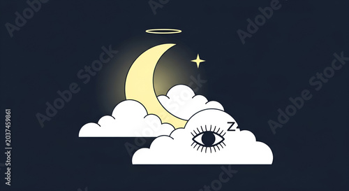 Sleepy Time Cloud Dream Moon Star Eye Zzz