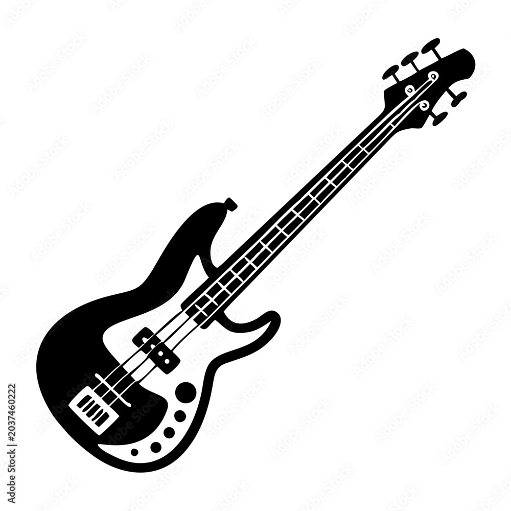 Fototapeta premium electric guitar icon silhouette illustration for music and performance design