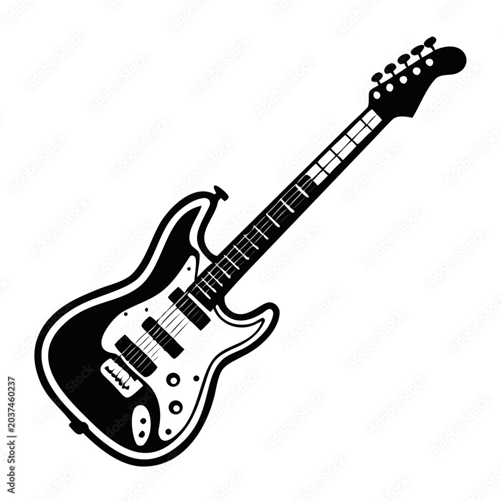 Fototapeta premium electric guitar icon silhouette illustration for music and performance design