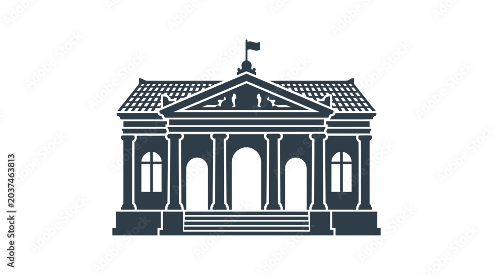 Fototapeta premium Building with columns and triangular roof.