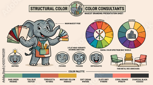 Tableau sur toile Colorful elephant with structural color palette.