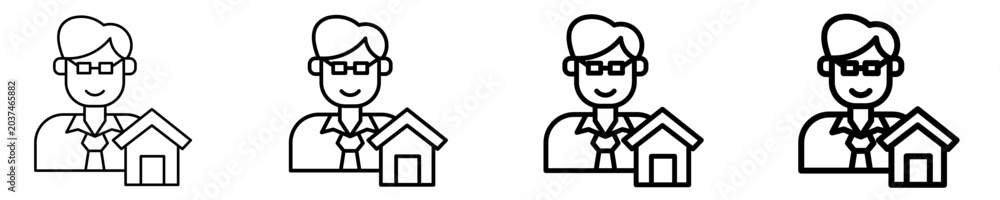 Fototapeta premium Real Estate Agent Icon Set Different Style Collection